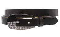 Woman's Rhinestone Patent Leather Skinny Belt