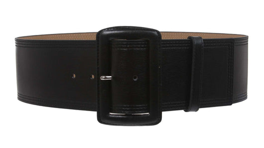 3 inch black leather belt