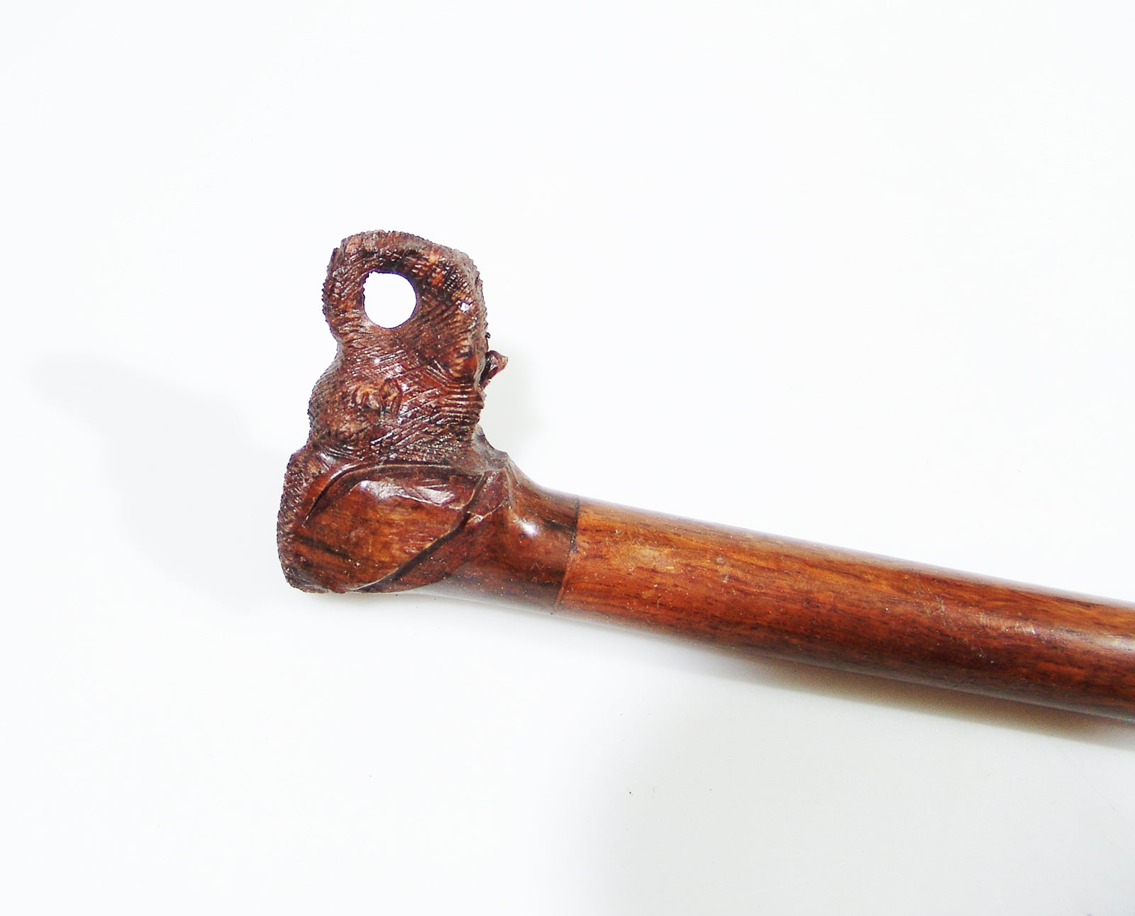 Zulu African Knob Kerrie Hand Carved Saligna Hard Wood Walking Stick o –