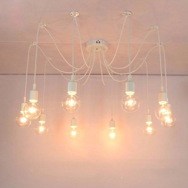 Suspension Lustre Araignee Blanche 4 8 10 12 14 16 Tetes Mon Enseigne Lumineuse