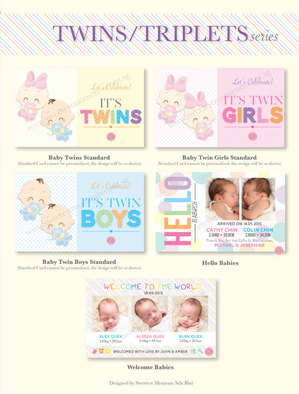 Full Moon Malaysia Baby Cards Twins Triplets Announcement