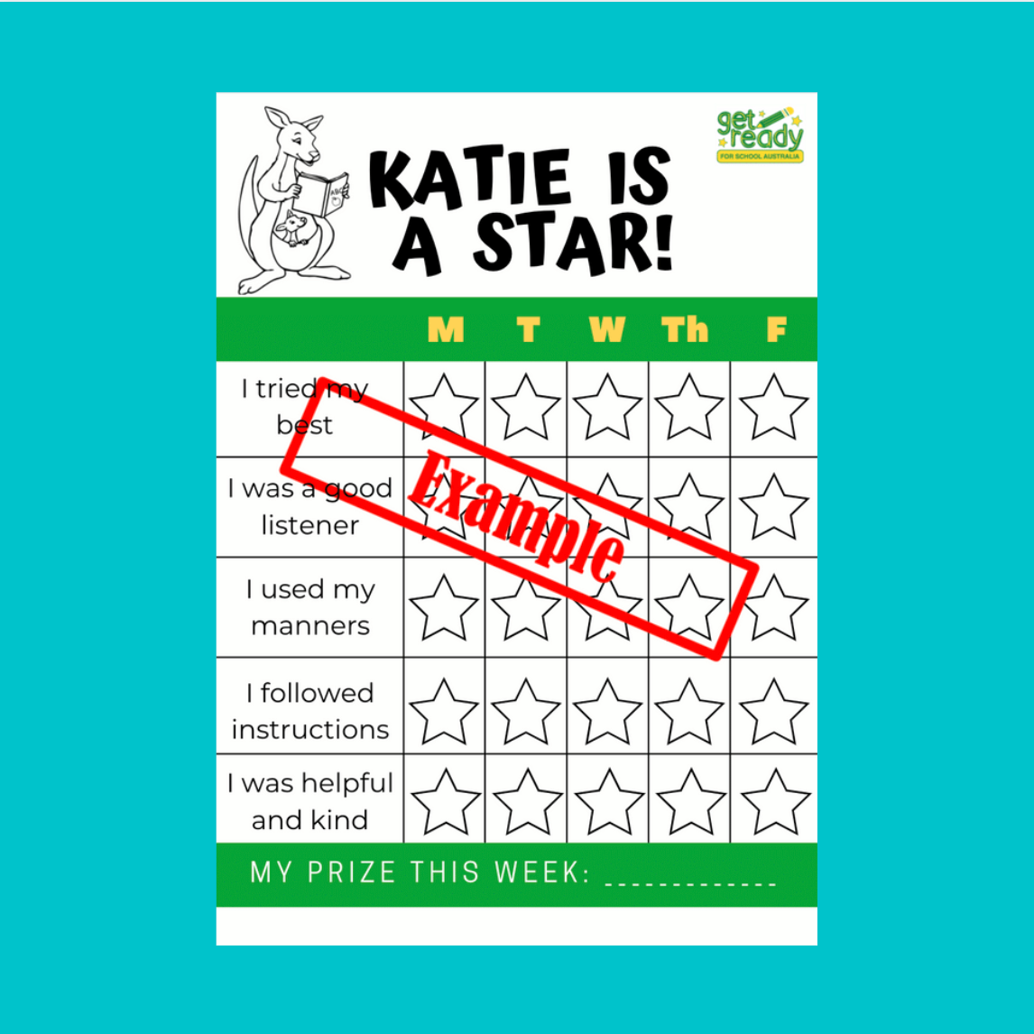 Laminated Personalised Re Usable Rewards Chart Pack Get Ready For School Australia