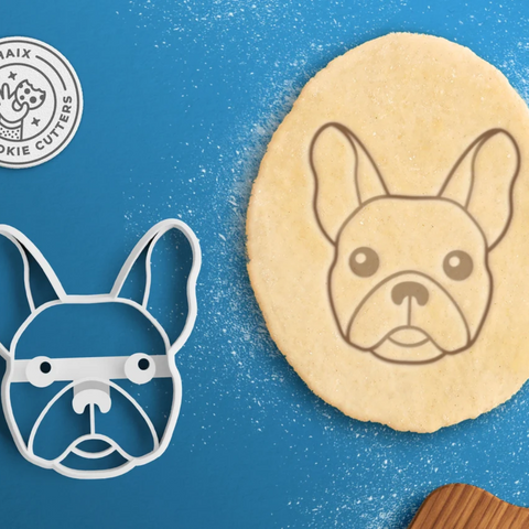 a cookie cutter in the shape of a french bulldog