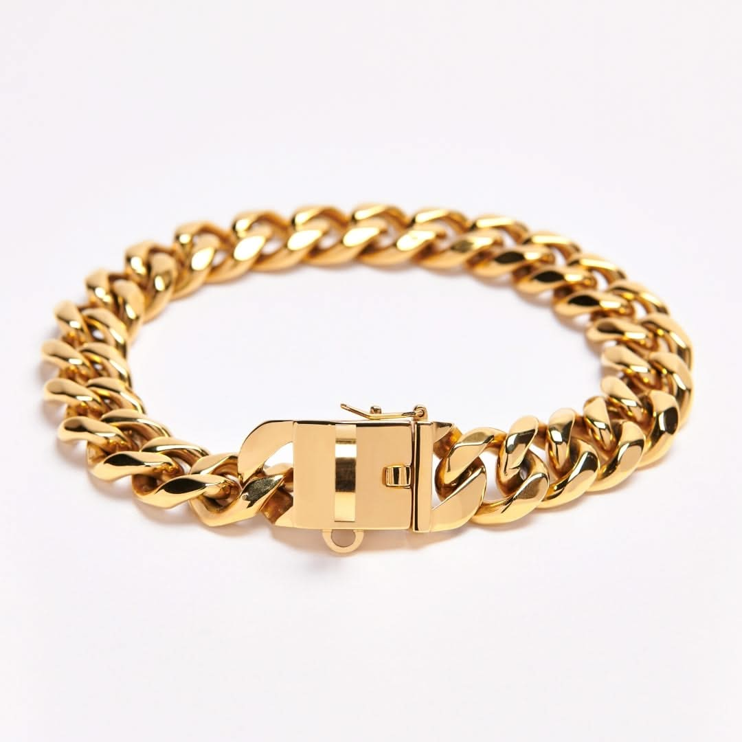 Image of Cuban Link Chain Dog Collar - Gold