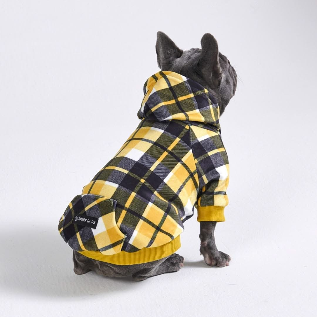 Yellow Plaid Dog Hoodie