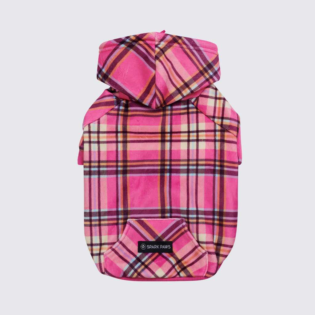 Pink Plaid Dog Hoodie SPARK PAWS