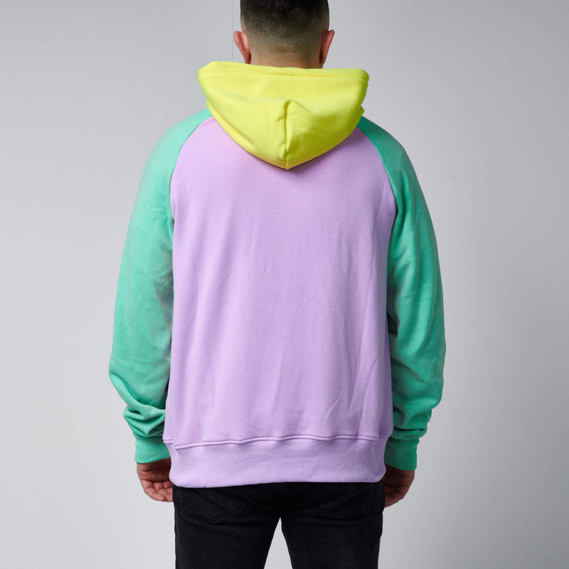 Purple Turquoise Yellow Color Block Human Hoodie – SPARK PAWS