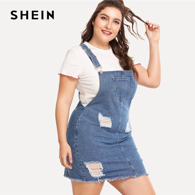 plus denim overall dress