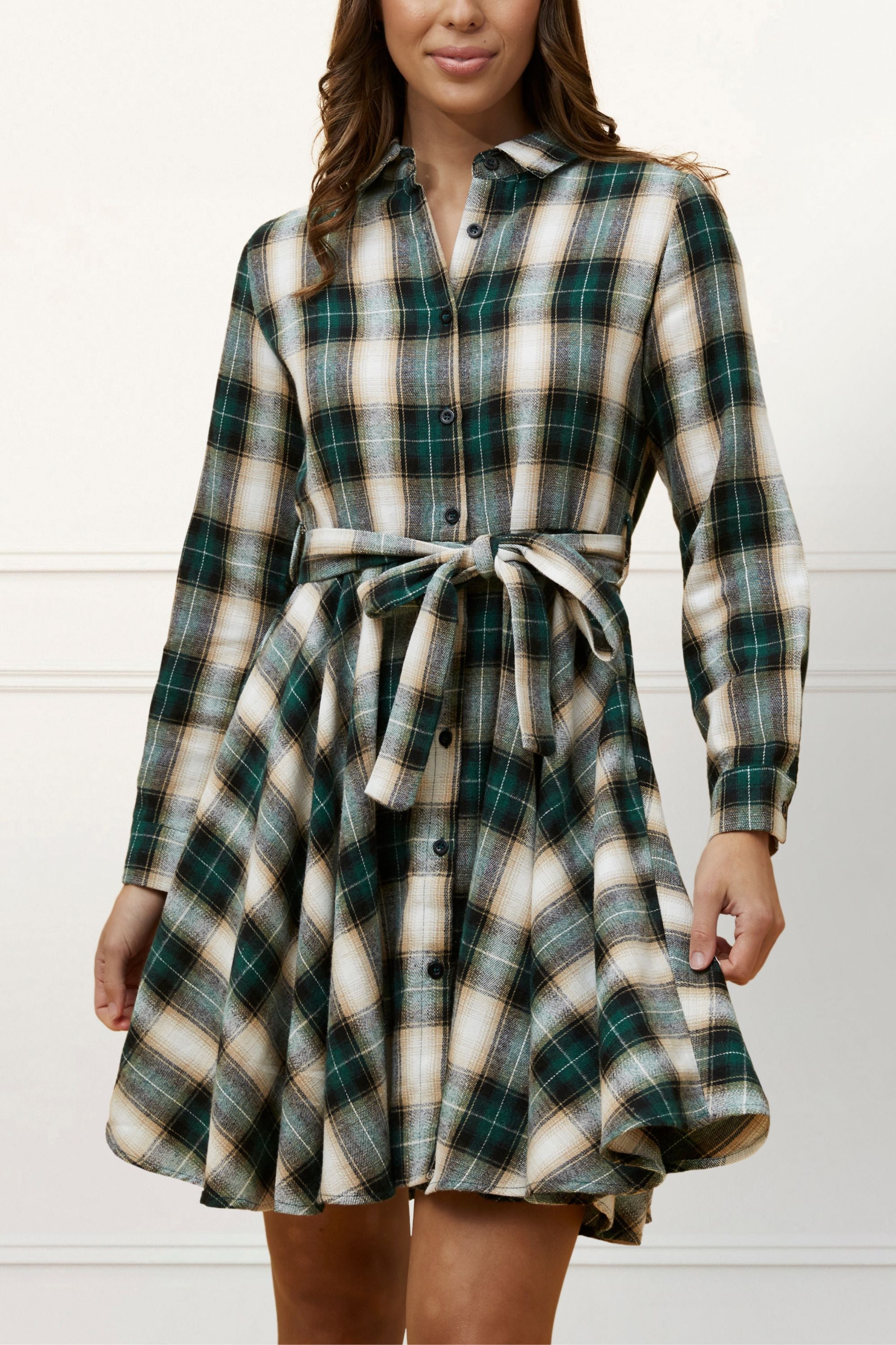 Pippa Tiered Dress Ruffled Neckline Solid - Onze Montreal