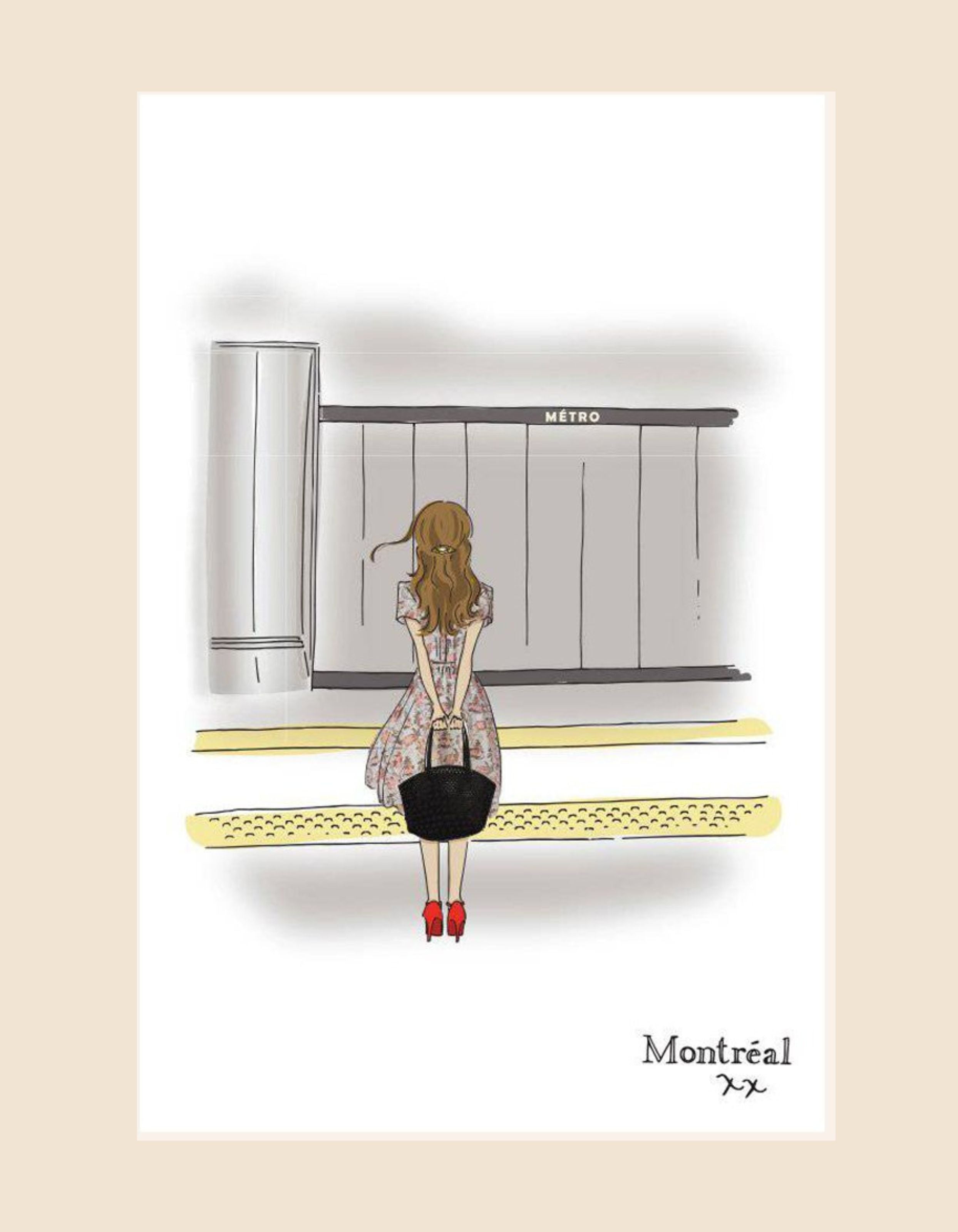 Post Card- Girl at the Metro