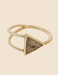 Ring Metal Triangular Natural Stone