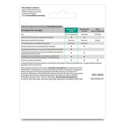 Microsoft 365 Familia Suscripción Anual 6 Usuarios - Licencia Descarga –  Laptop Center