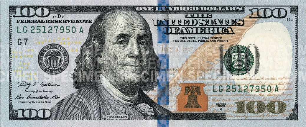 Printable 100 Bill With Watermarks Ben Franklin Watermark Icon