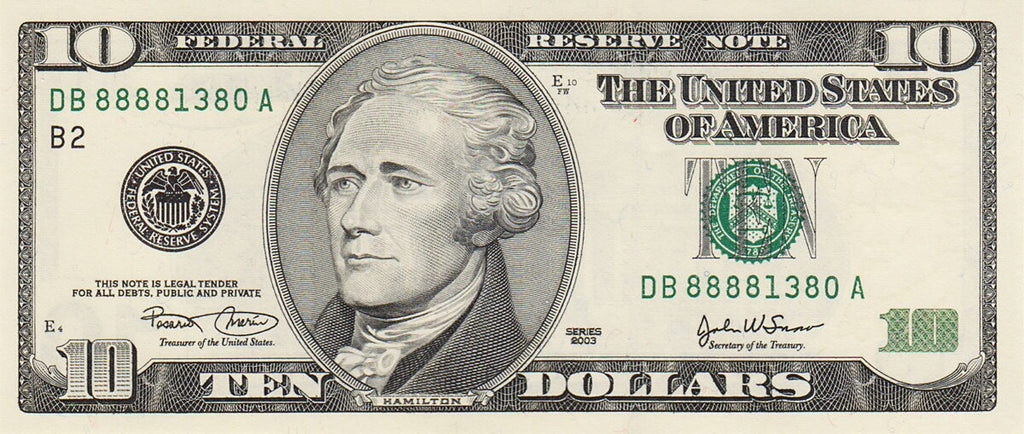 Alexander Hamilton 10 dollar bill image