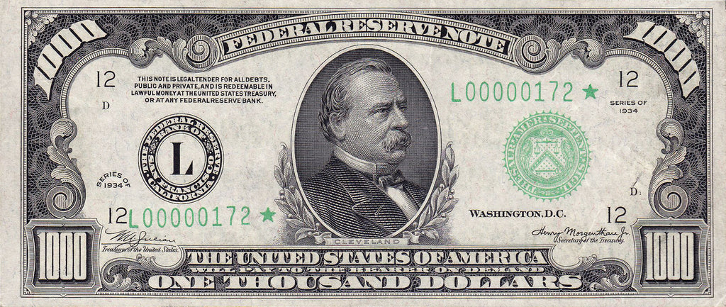 Grover Clevelands 1000 dollar iamge