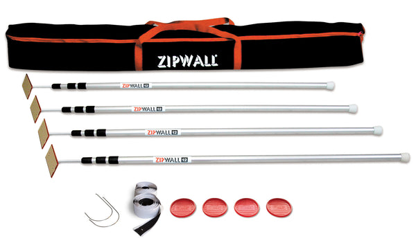 Zipwall 4 Pack, 4 Poles, 1 Bag, 2 Disks, 2 Zippers – Niko Construction ...