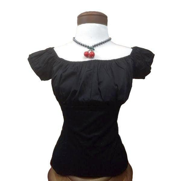 Pinup Peasant Top in Solid Black – Glitz Glam and Rebellion