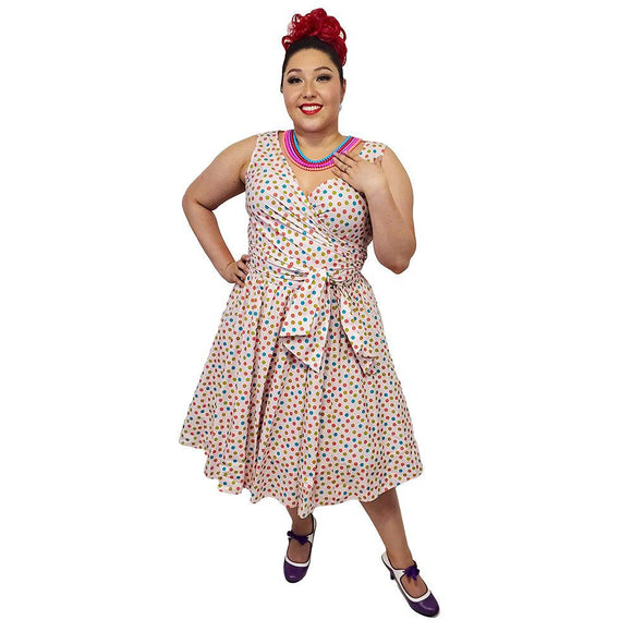 Wrap-Front Swing Dress in Candy Polka Dots – Glitz Glam and Rebellion