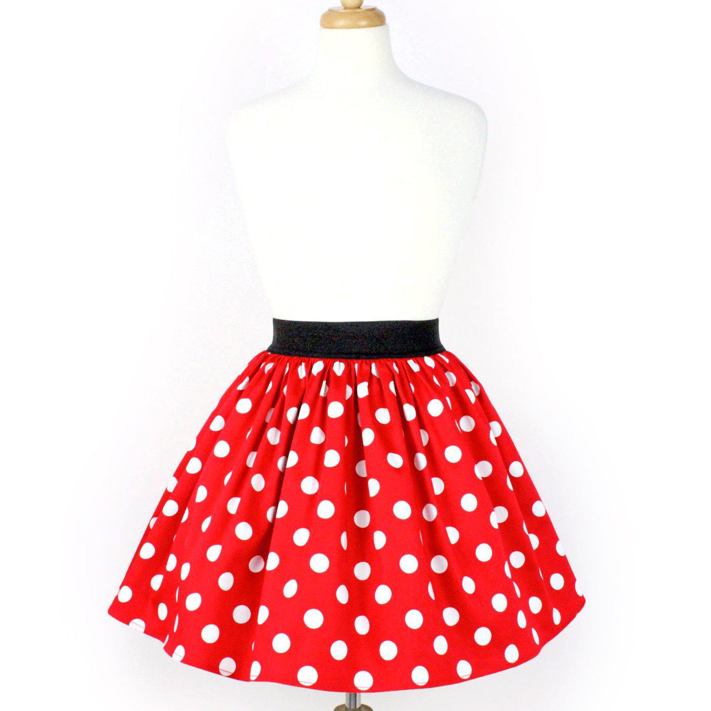 red and white polka dot skirt