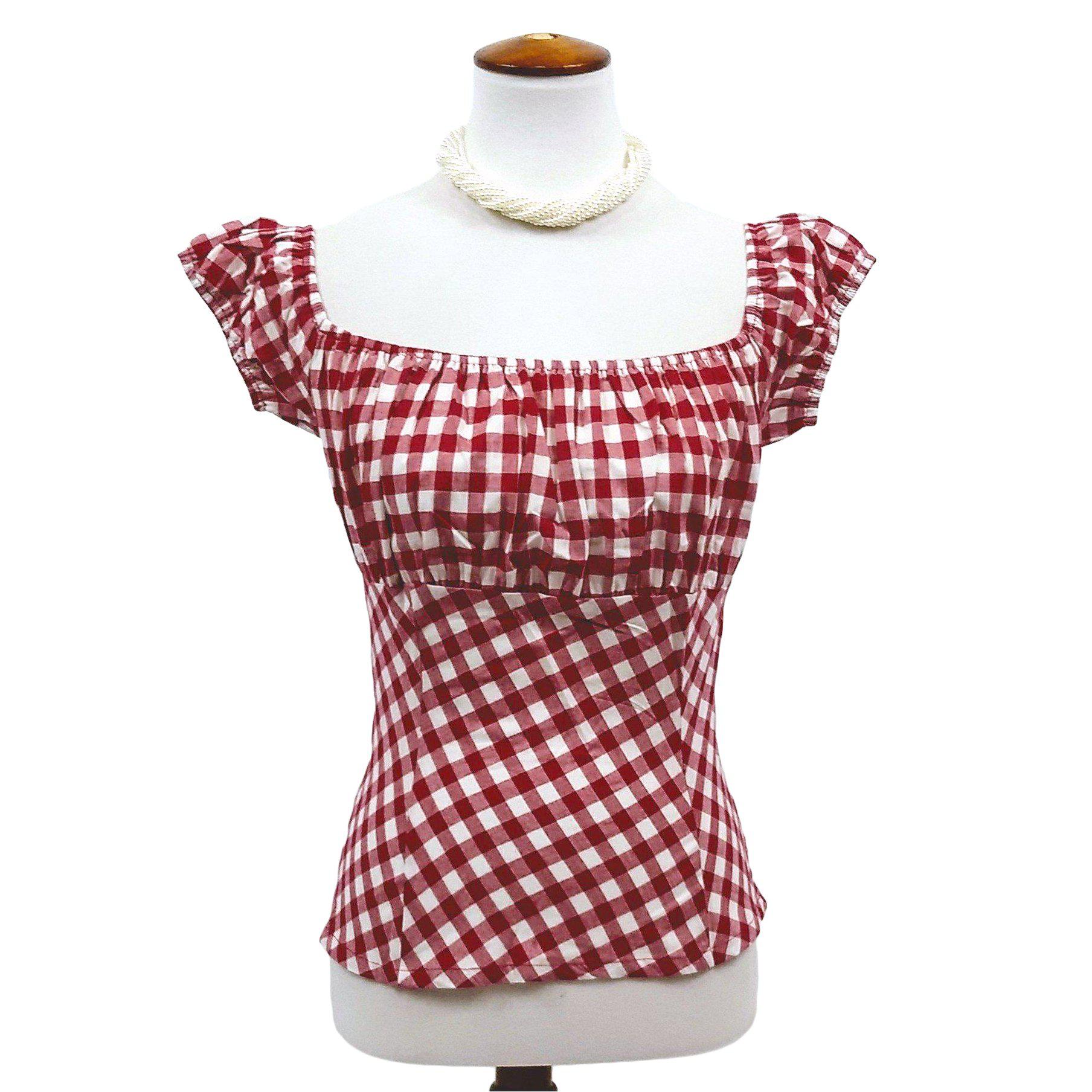 red and white peasant blouse