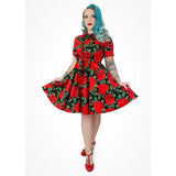 Hemet Red Rose Circle Dress-Dress-Glitz Glam and Rebellion GGR Pinup, Retro, and Rockabilly Fashions
