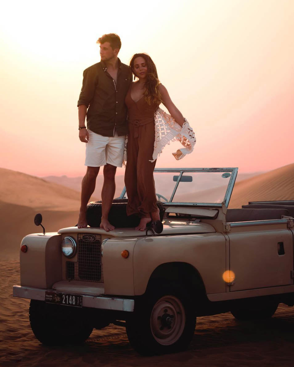 Lost LeBlanc and KatytheChic on top of a Land Rover in Dubai Desert on Safari