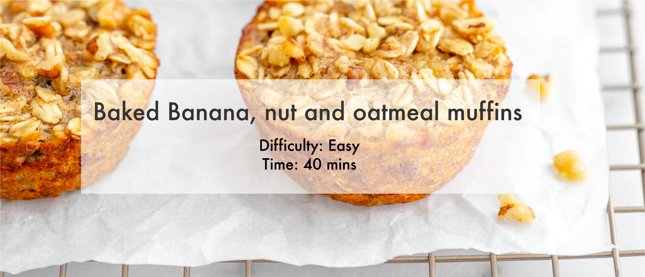Baked Banana, nut, and oatmeal muffins recipe