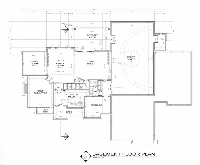 basement architectural plan showing home theater location