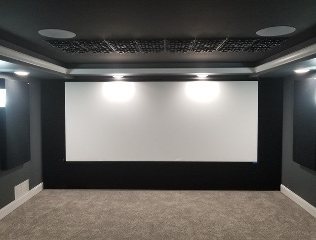 Basement home theater baffle wall