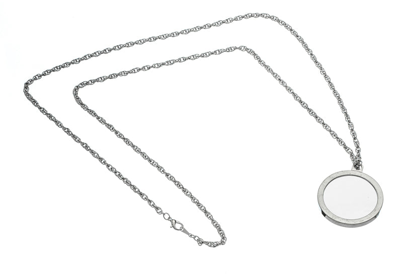 Magnifying Glass Necklace 5x Monocle Magnifier with 36 Long Chain, Silver