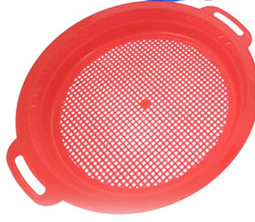 4 Pc Set- 8.5" Plastic Sand Sifting Pans in Mesh Bag,36 Holes Per Inch, (Red, Yellow, Blue & Green)
