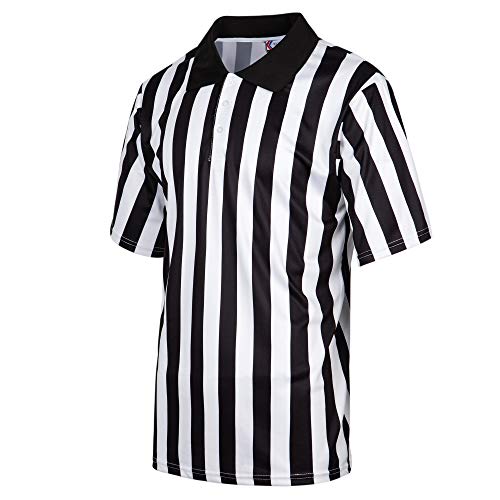 MOLPE Men's Referee Jersey, Polo Shirt Style Striped Official Uniform