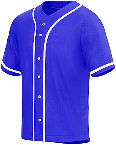 MESOSPERO Plain Button Down Blank Baseball Jersey Short Sleeve Hipster Hip  Hop T Shirts