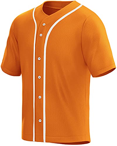 MESOSPERO Plain Button Down Blank Baseball Jersey Short Sleeve Hipster Hip Hop T Shirts