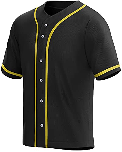 MESOSPERO Plain Button Down Blank Baseball Jersey Short Sleeve Hipster Hip Hop T Shirts