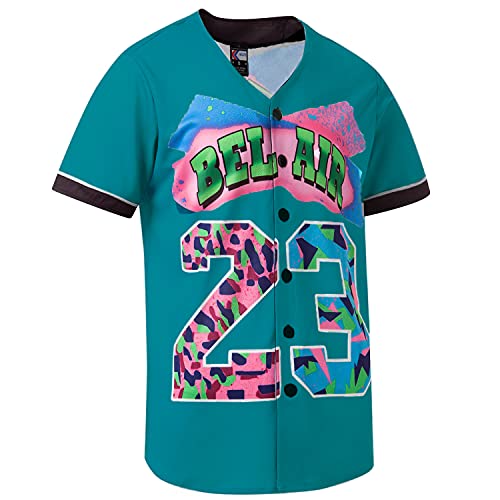 MOLPE Bel-Air 23 Printed Baseball Jersey, 90S Hip-Hop Clothing for Par