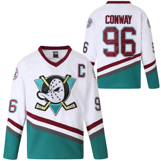 Charlie Conway Mighty Ducks 96 Ice Hockey Jersey, Small / White