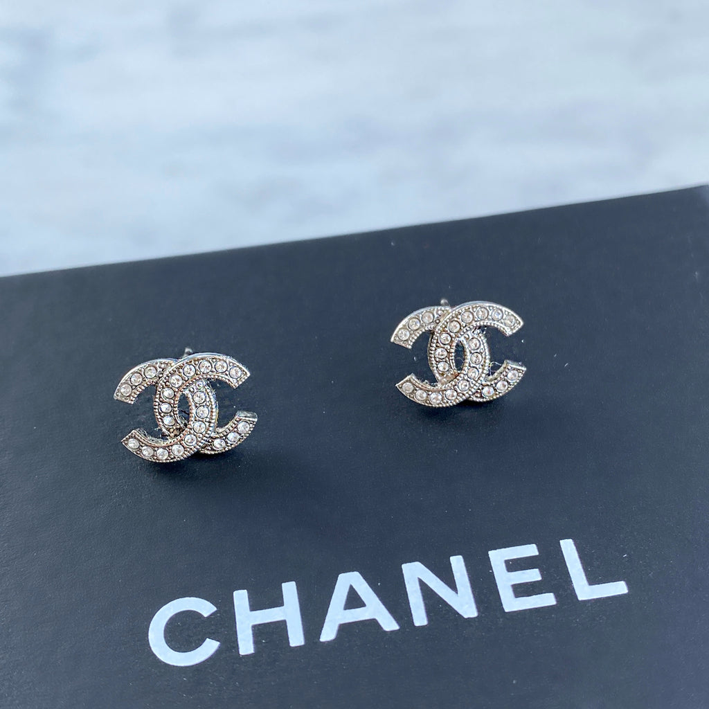 Chanel CC Faux Pearl Earrings Black