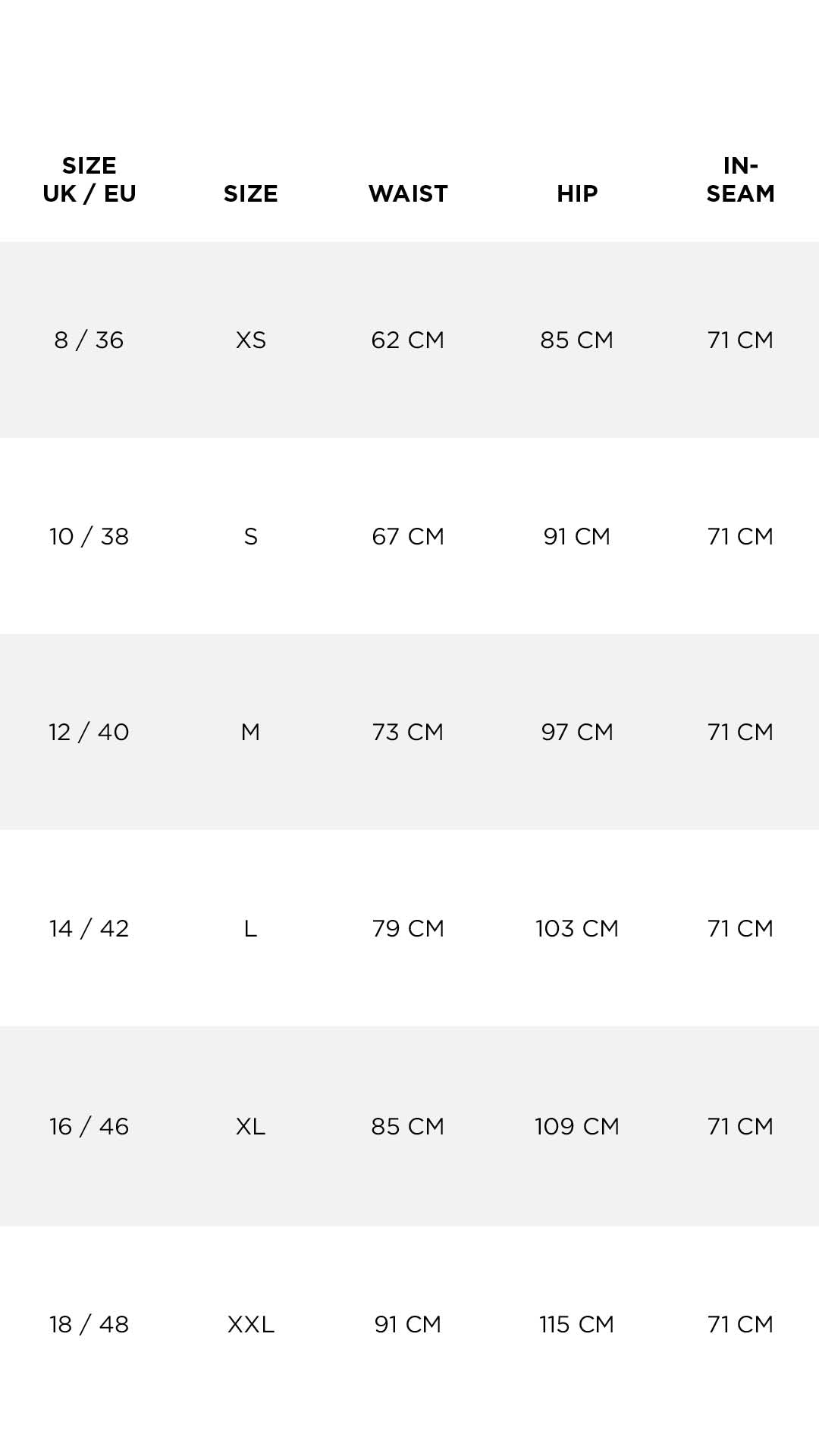 european women's pants sizes to us