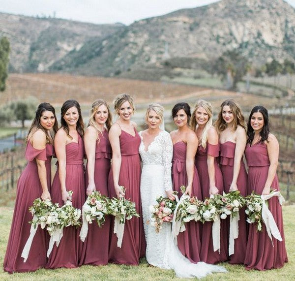 long dusty rose bridesmaid dresses