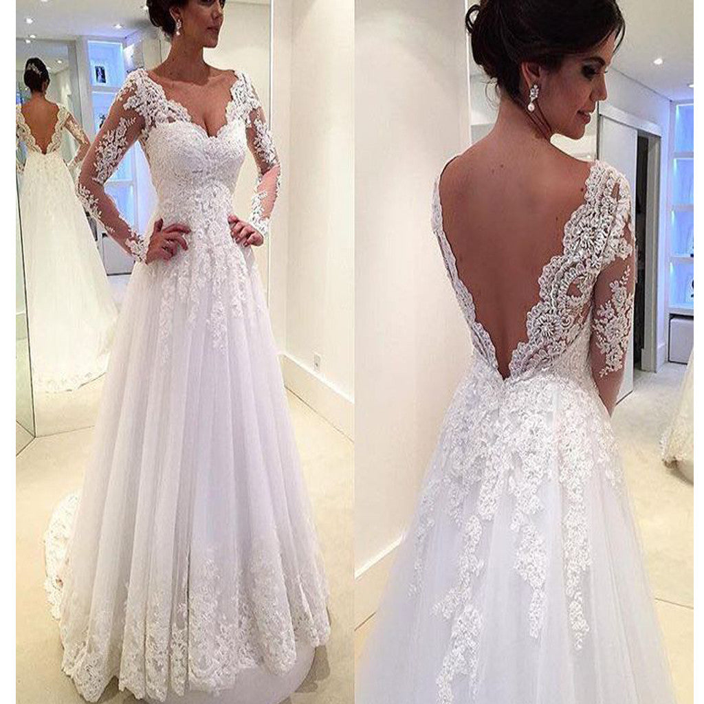 romantic long sleeve wedding dress