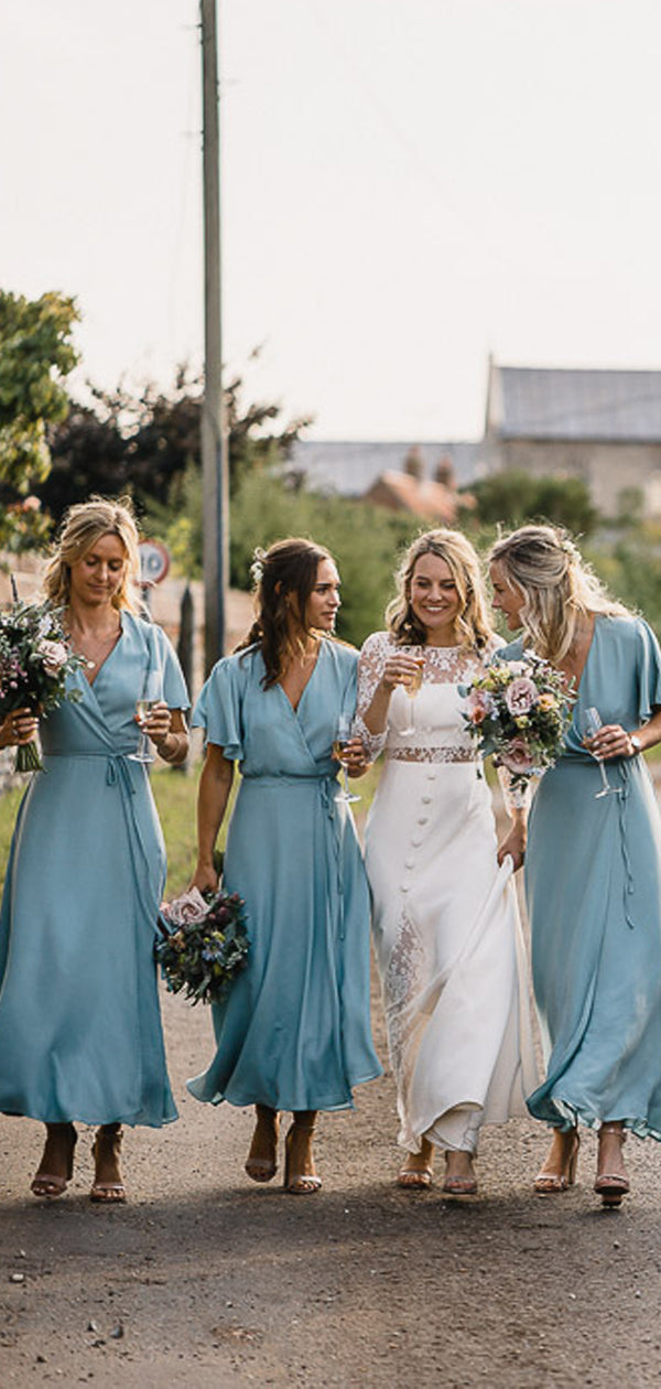 long sleeve boho bridesmaid dresses