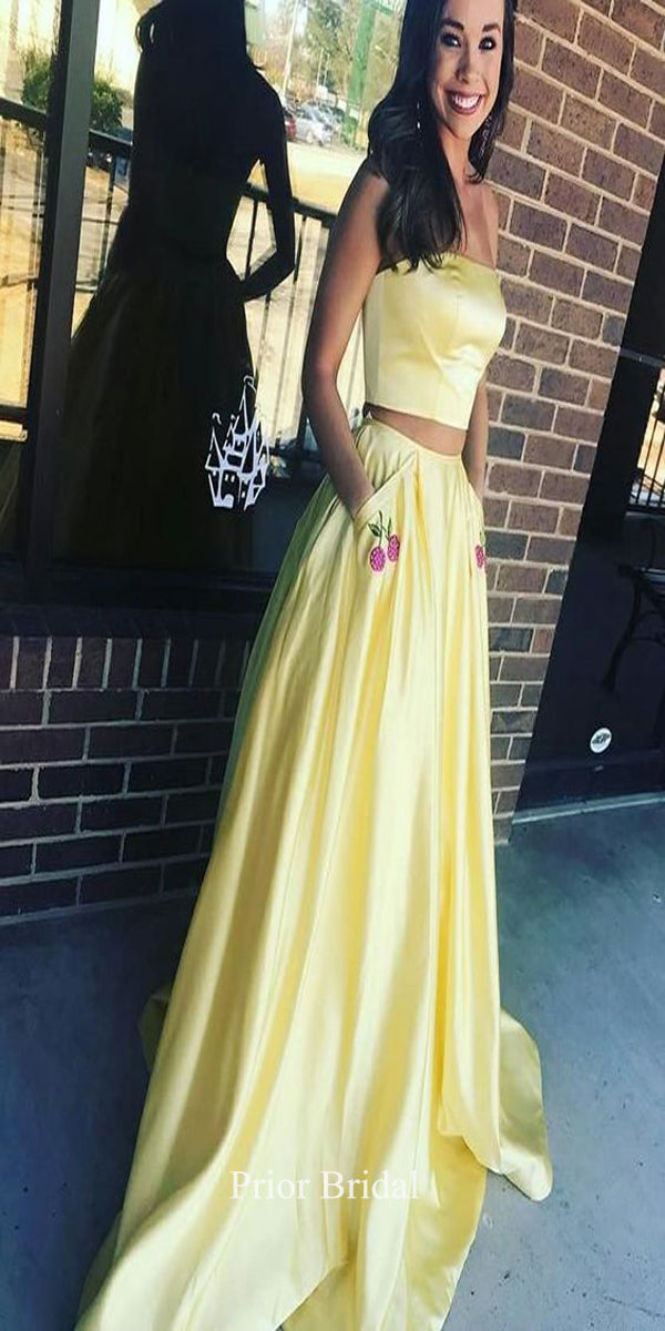 two piece prom dress with pockets