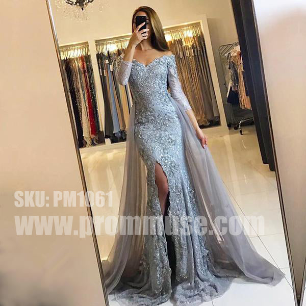 off the shoulder long sleeve dress prom