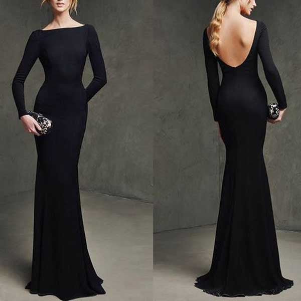 long black bridesmaid dress with sleeves