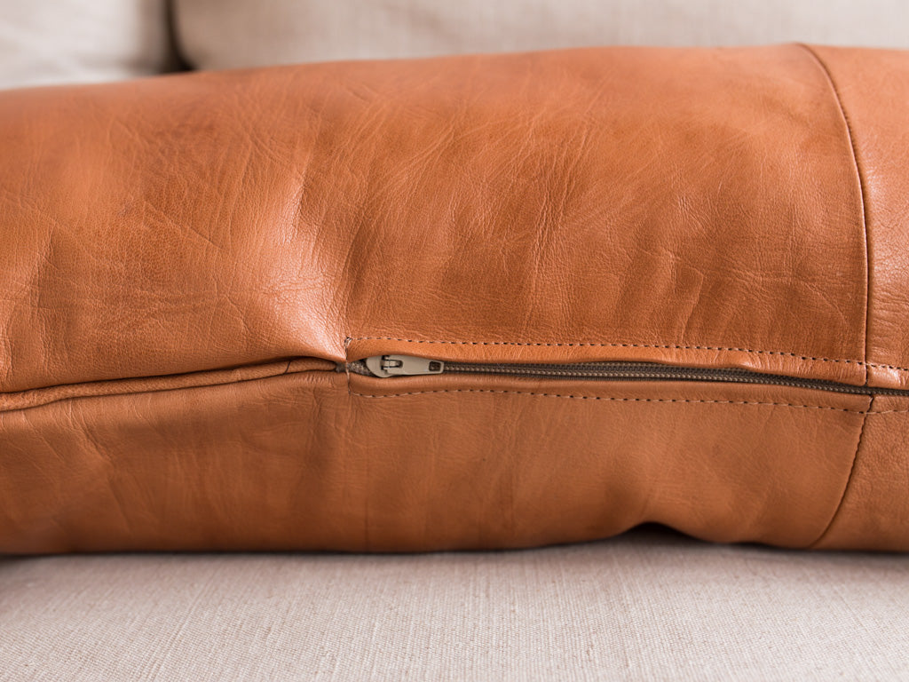 Leather Lumbar Pillow in Tobacco