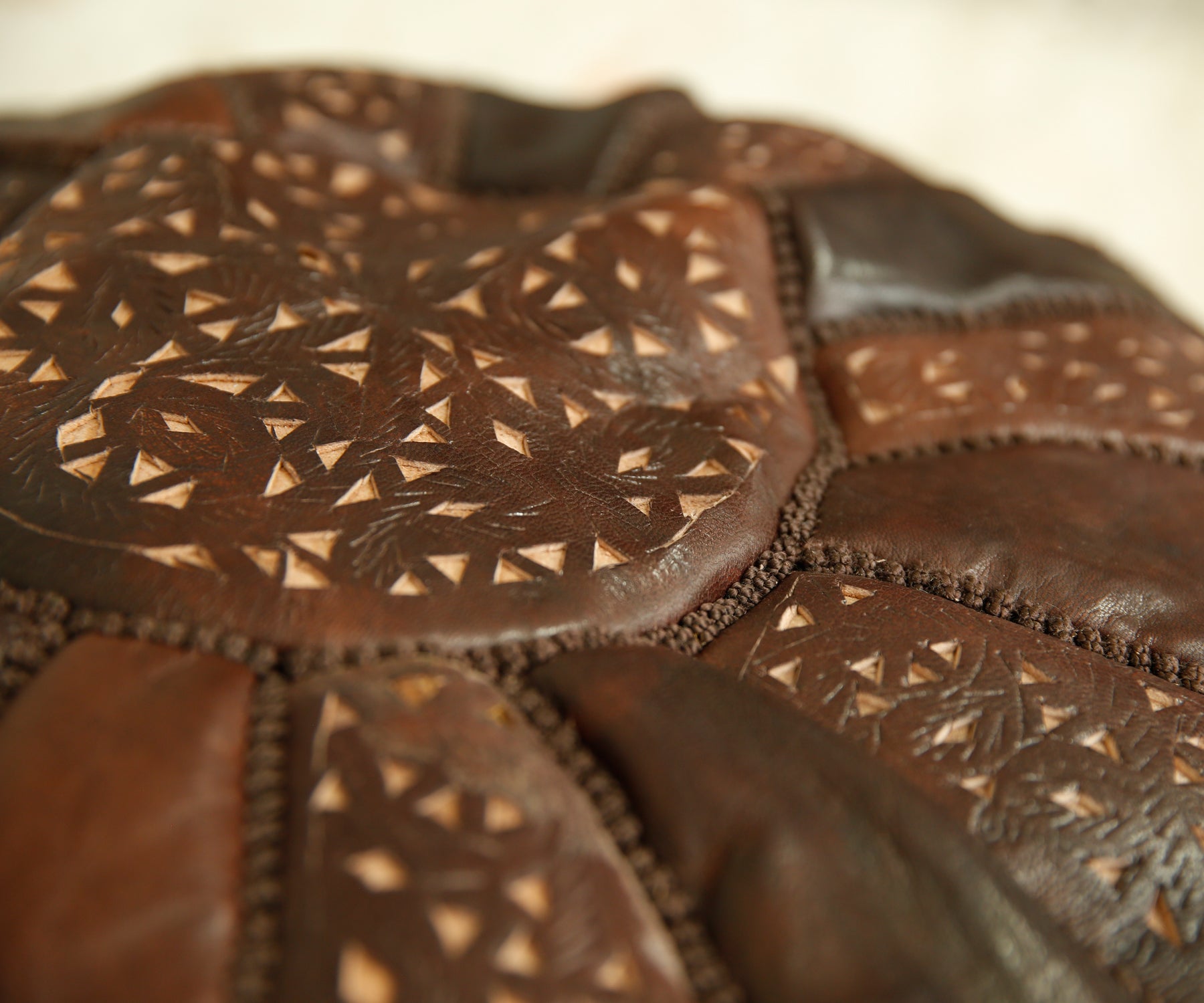 Dark Brown Round Footstool