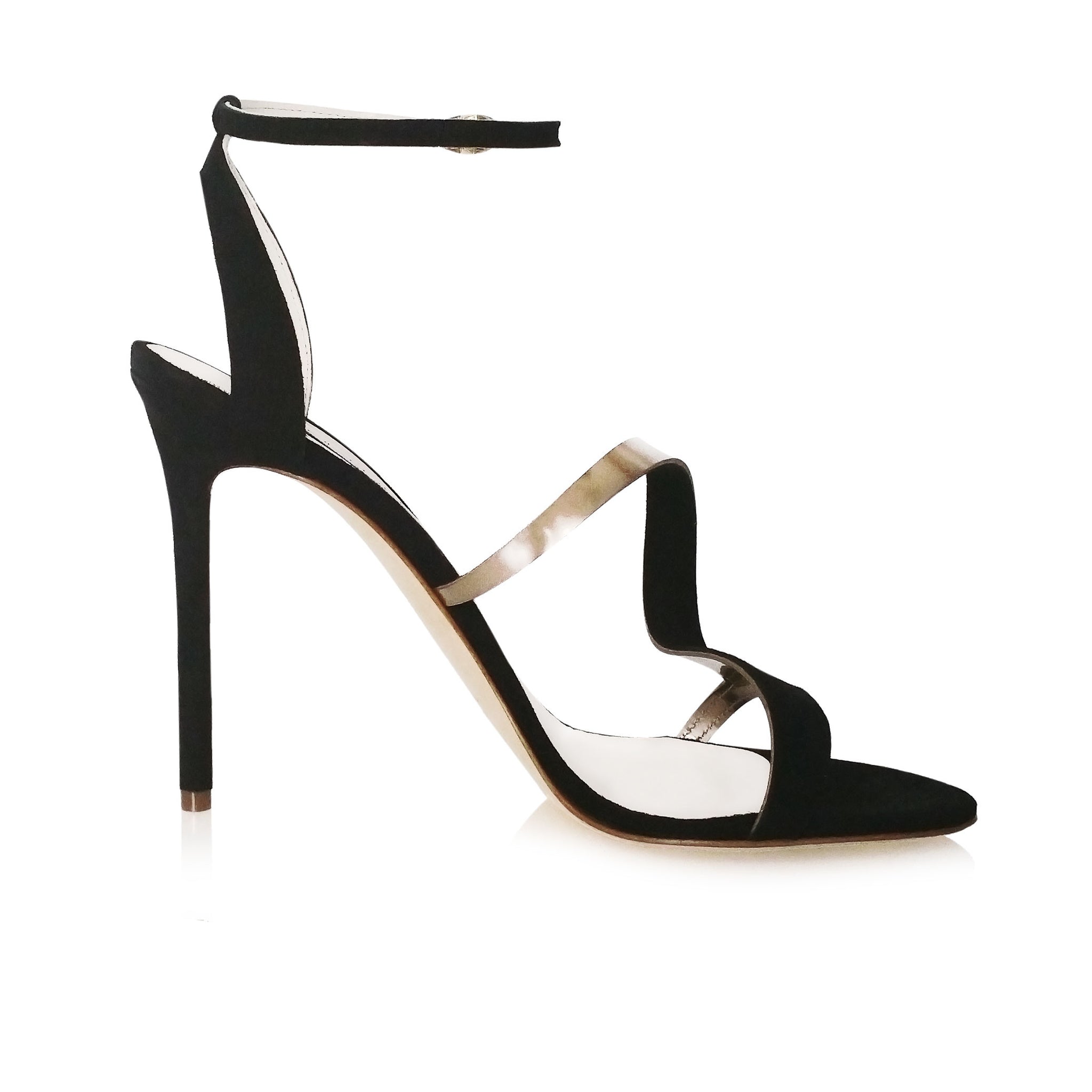 Designer Black Suede Heeled Sandals | Michael Azu