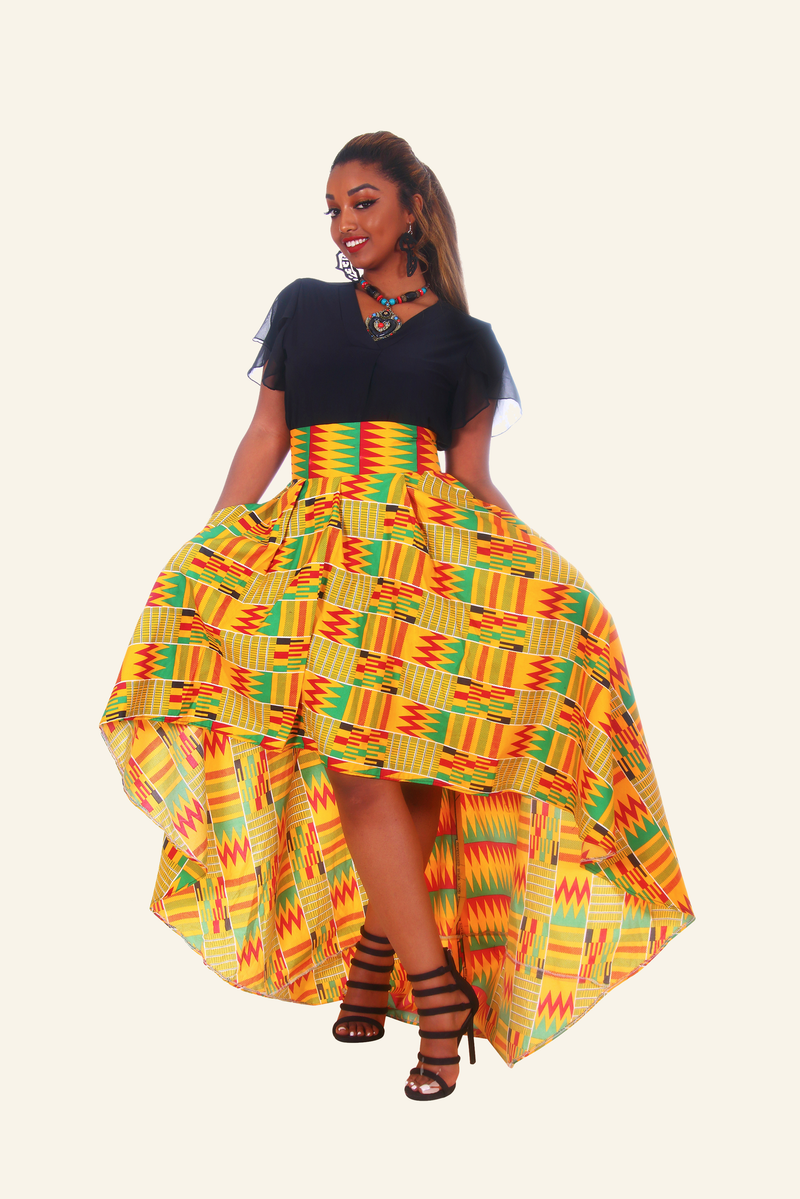 high low african print dresses