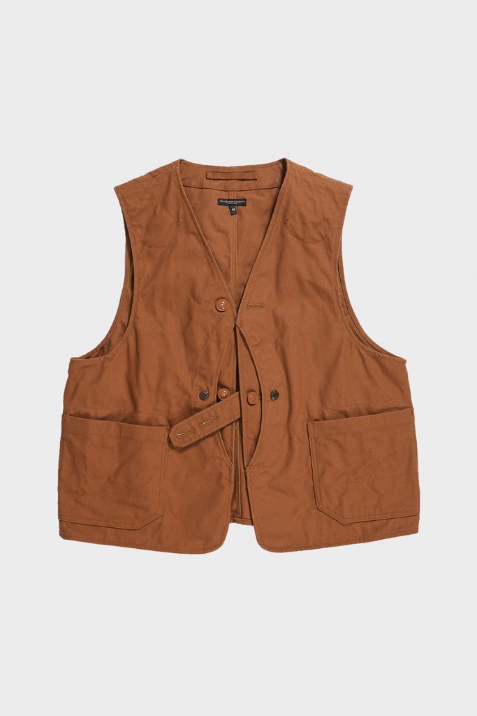 Engineered Garments LL Vest | Khaki Acrylic Wool Gunclub Check